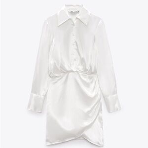 NWOT Zara Draped Satin Effect Dress XS